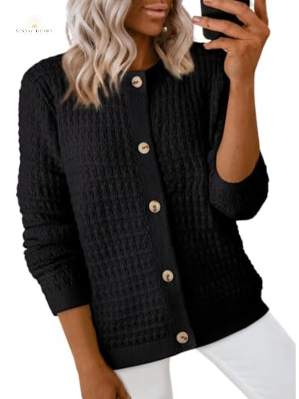 Women's Long Sleeve Button Down Knit Cardigan Sweater